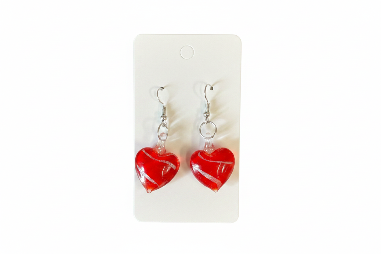 Pendientes de Corazón de Cristal de Murano