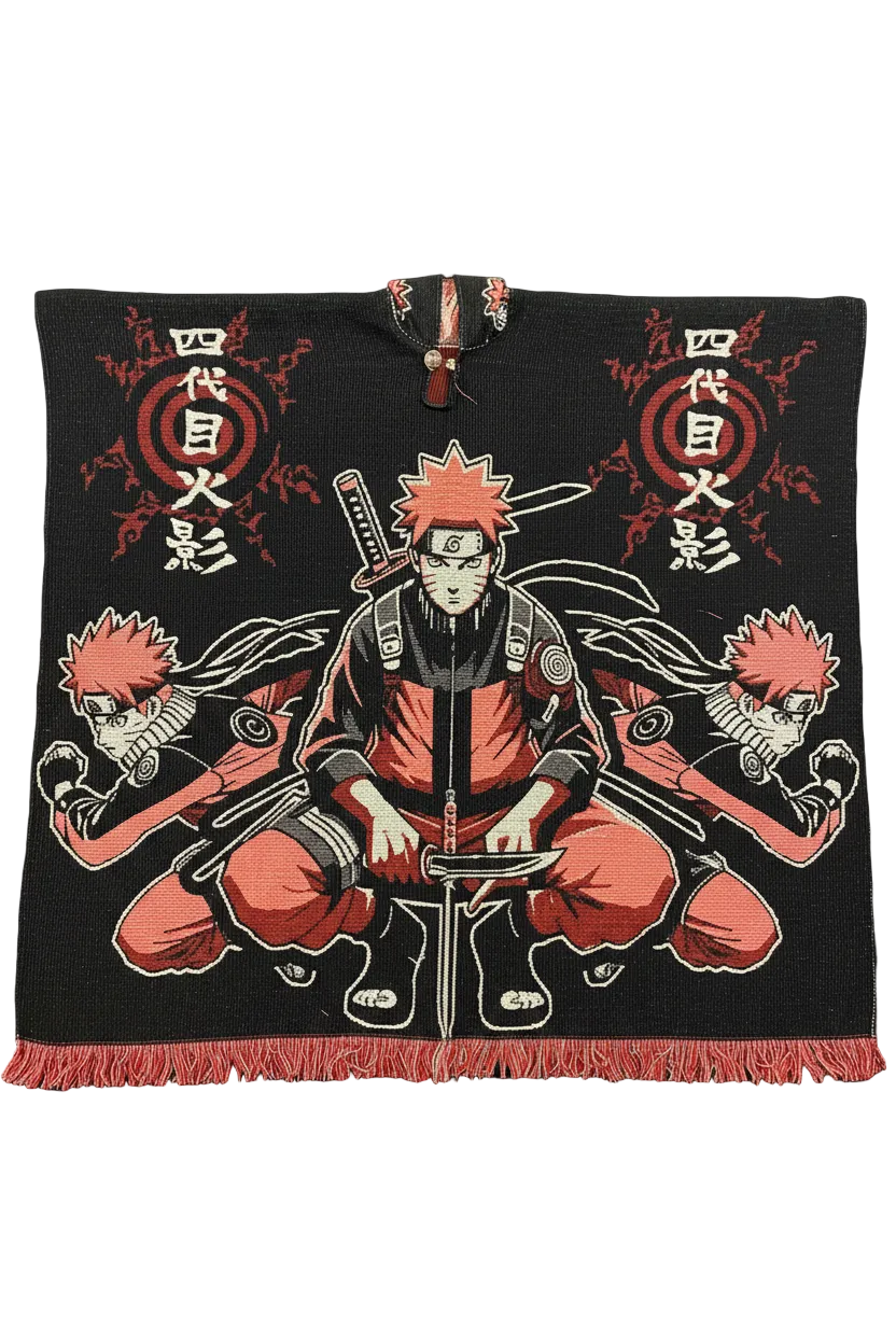 Alpaca Wool Poncho with Hood - Anime Collection - Ninjas