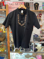 Man embroidered Cotton Shirt lace collar  (Camisa Cerrada)
