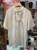 Man embroidered Cotton Shirt lace collar  (Camisa Cerrada)