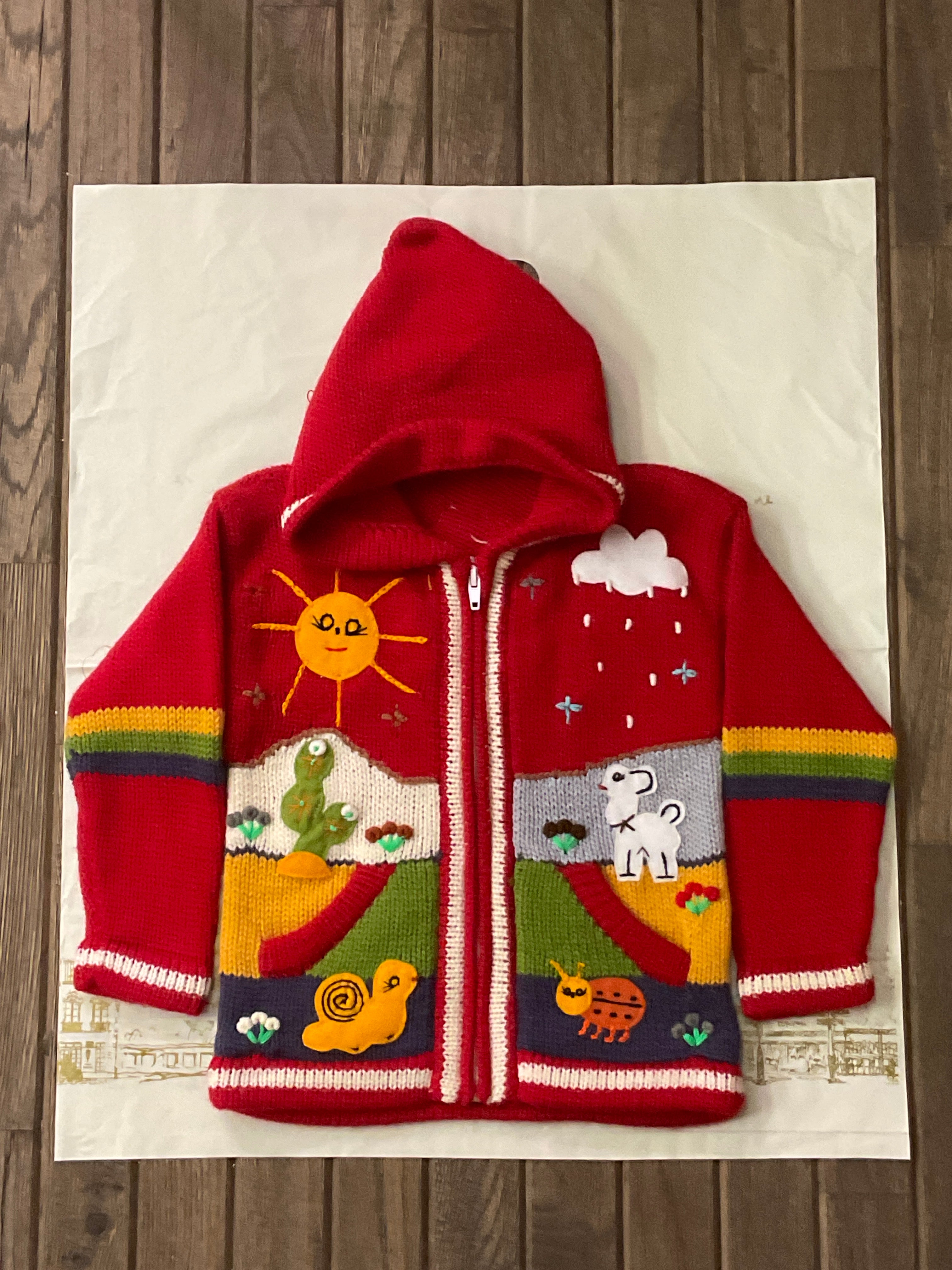 Children’s Hand-Knit Wool Cardigan Sweater  – Peruvian Artisan Made