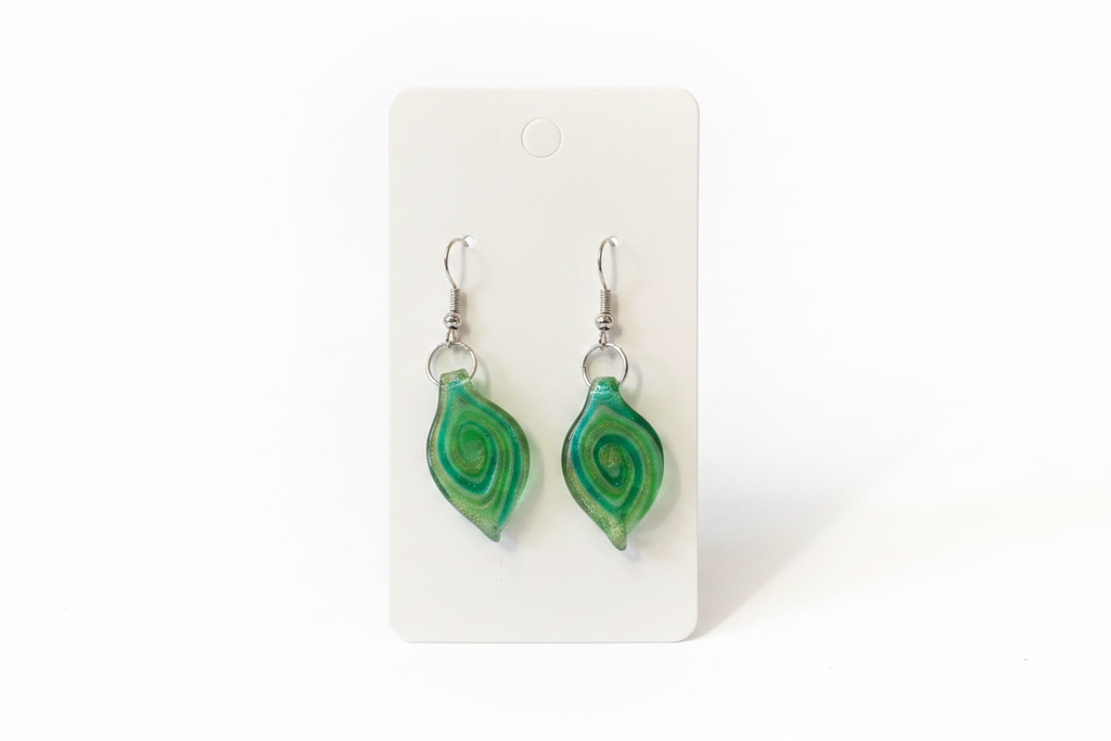 Pendientes de hoja de cristal de Murano