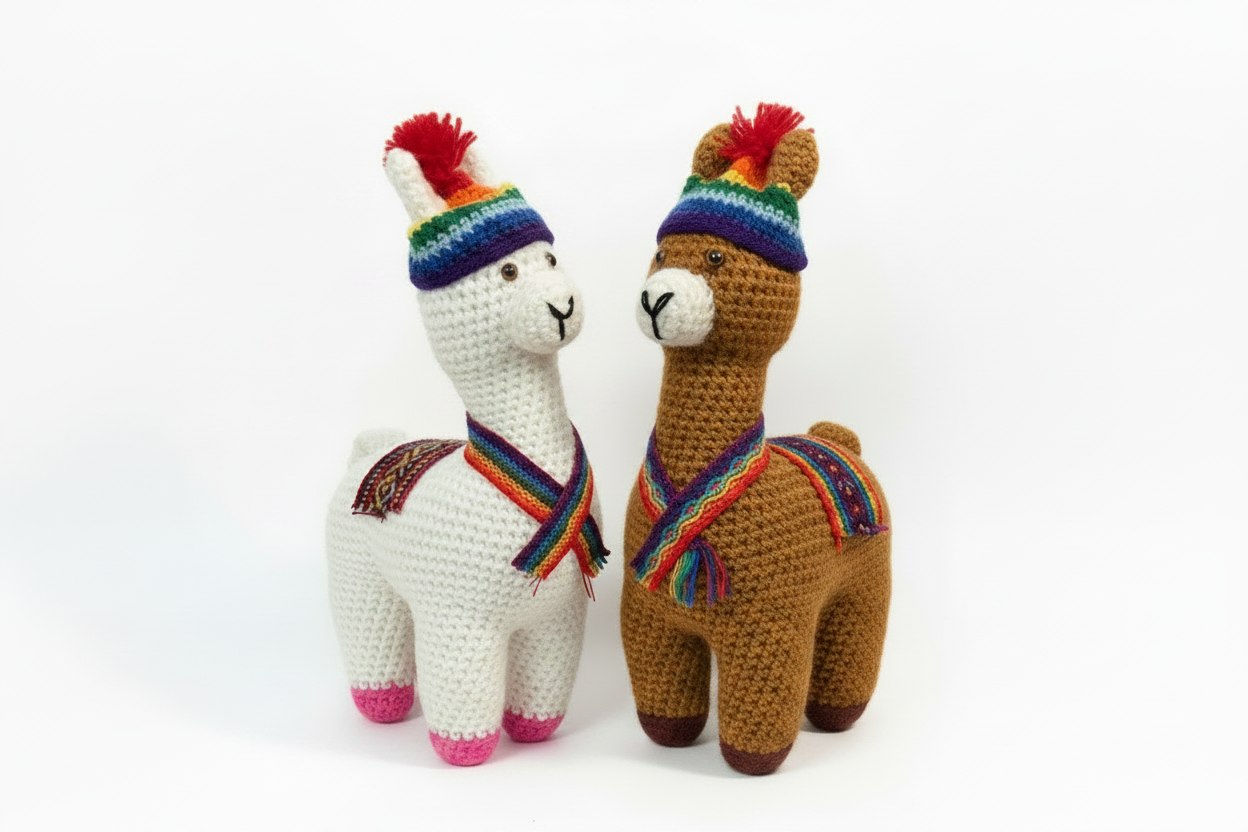Handmade Crochet Llama Plush – Peruvian Andean Stuffed Animal Toy