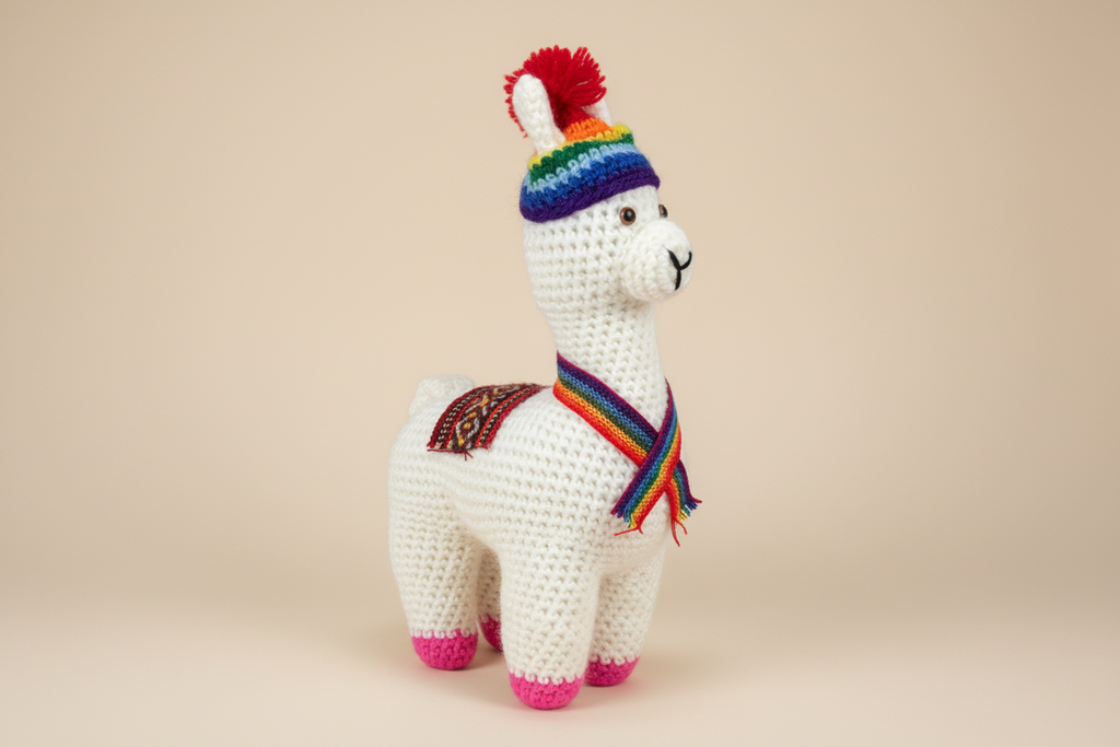 Handmade Crochet Llama Plush – Peruvian Andean Stuffed Animal Toy