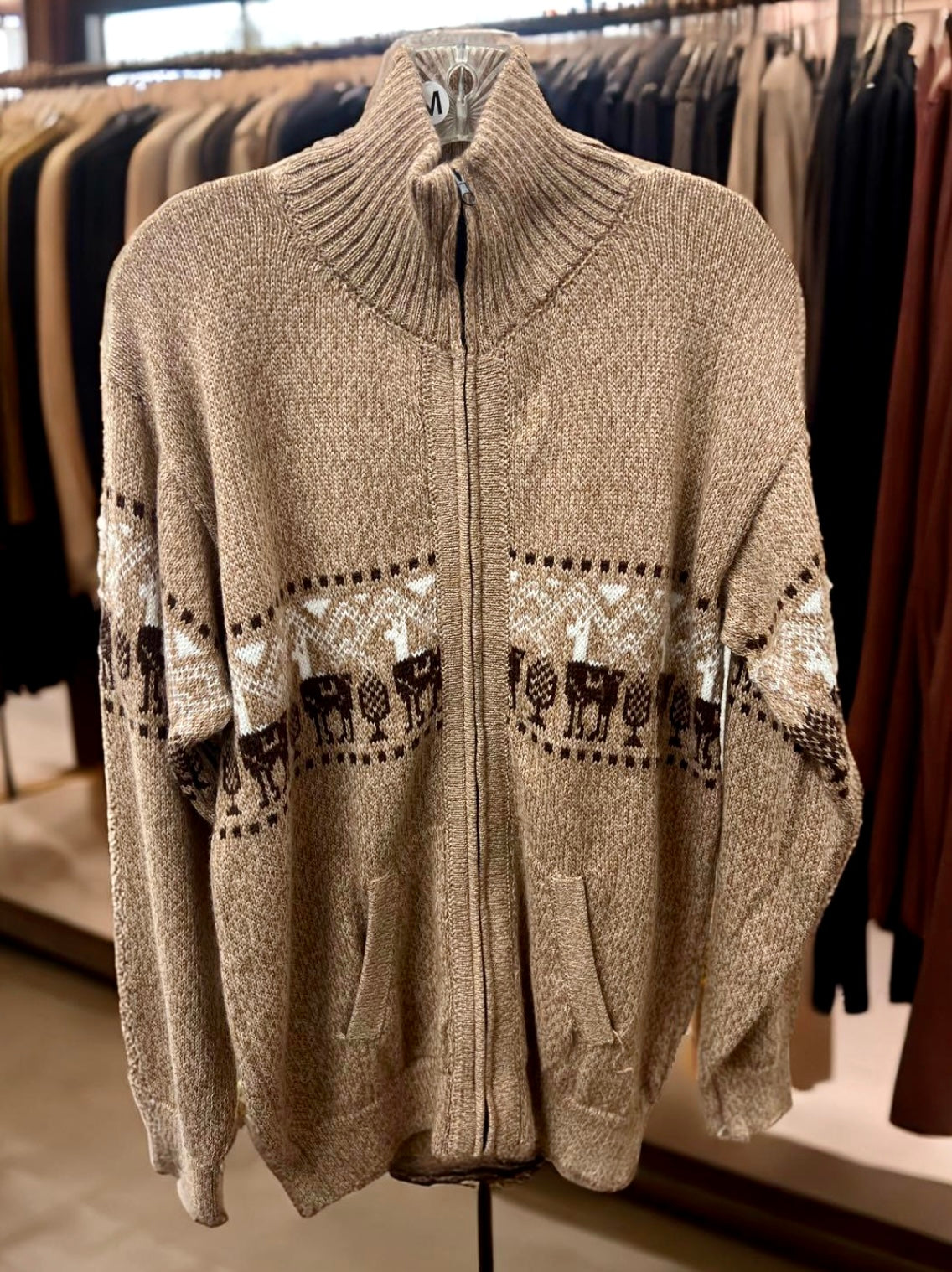 Sudadera con capucha y cremallera de alpaca