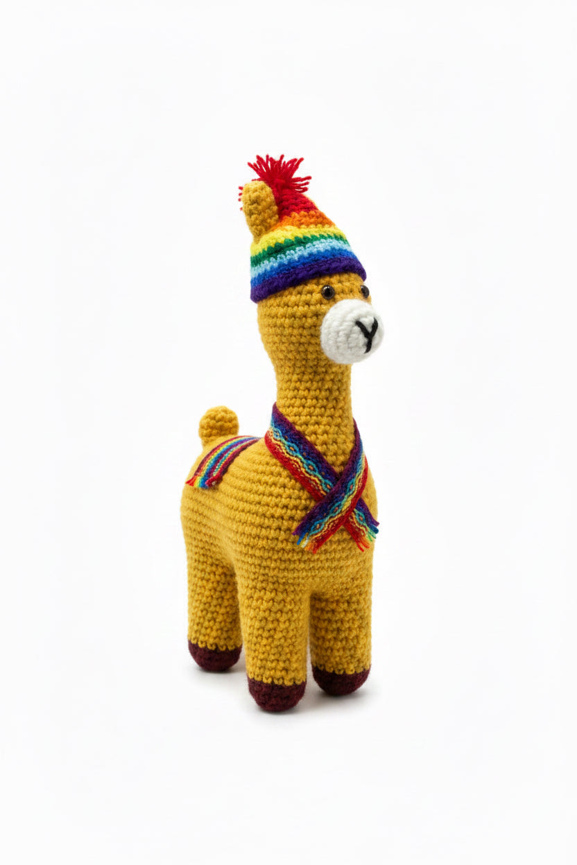 Handmade Crochet Llama Plush – Peruvian Andean Stuffed Animal Toy