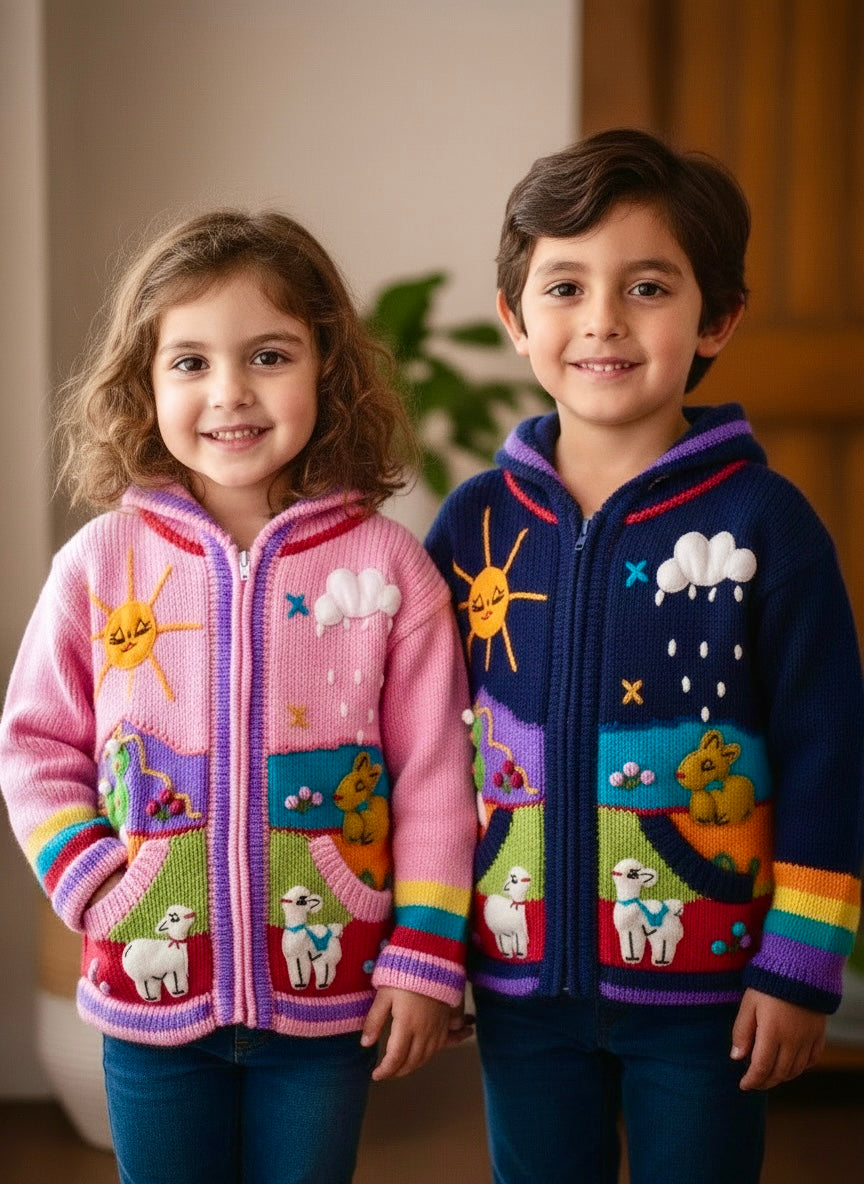 Children’s Hand-Knit Cardigan Sweater  – Peruvian Artisan Made