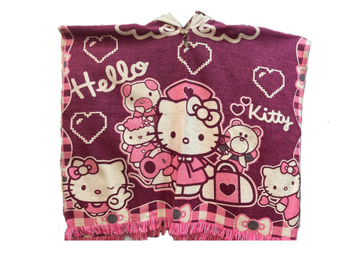 Alpaca Wool Poncho with Hood - Hello Kitty