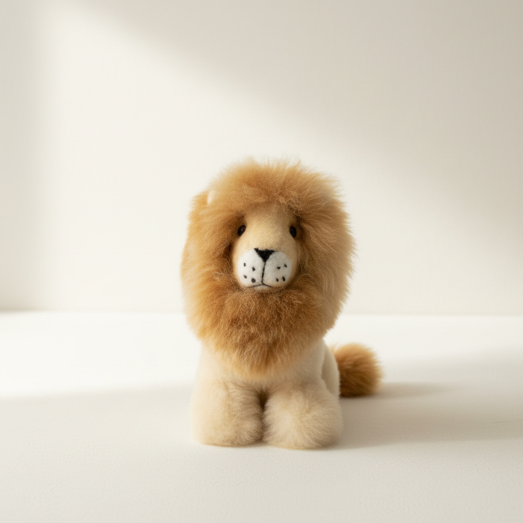 Kusi Friends León (26cm) - Animal de Piel de Baby Alpaca