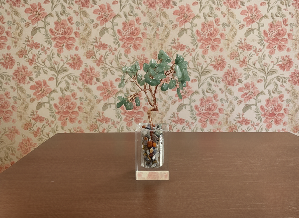 Mineral/Stone Tree of Life in Square Glass