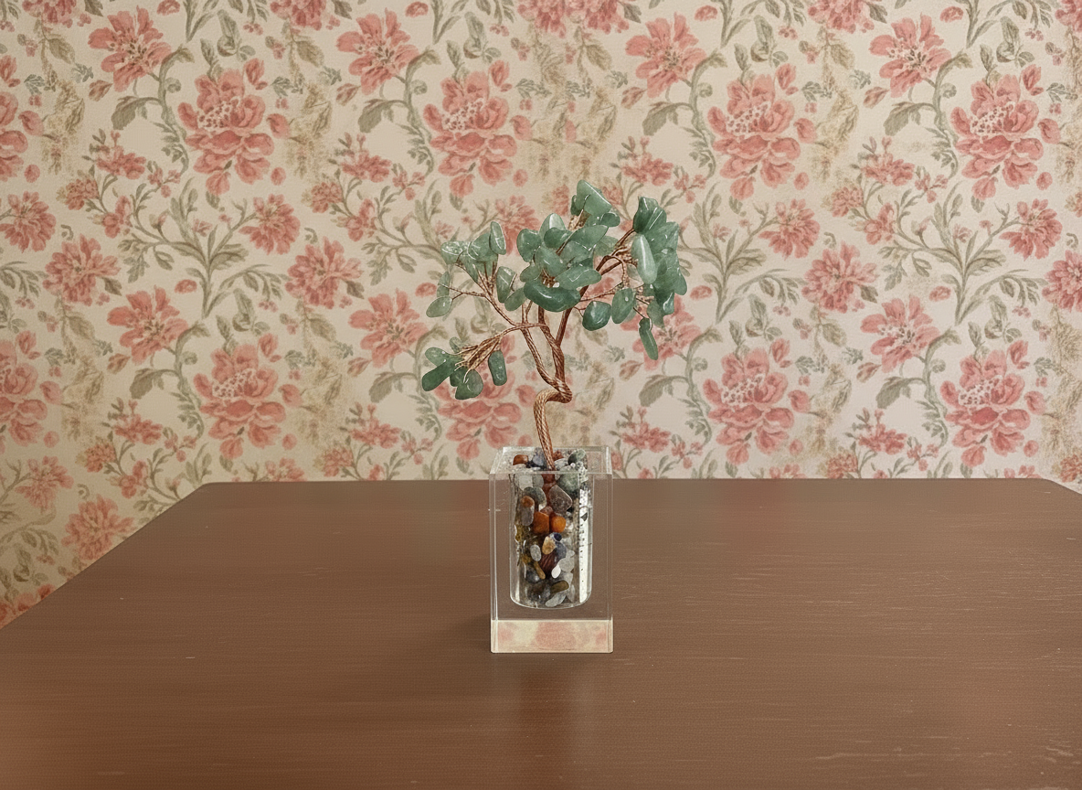 Mineral/Stone Tree of Life in Square Glass