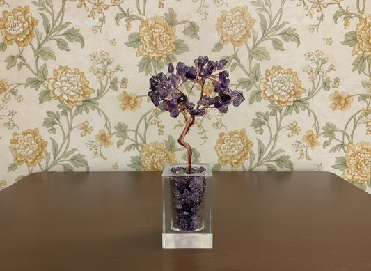 Mineral/Stone Tree of Life in Square Glass