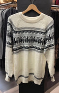 Llama Motif Alpaca Crewneck Sweater Adult