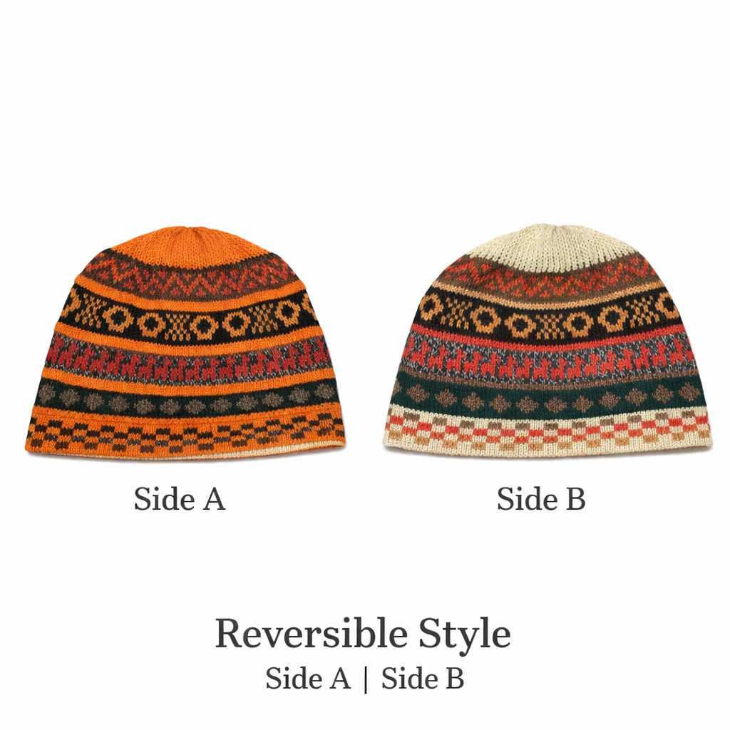 Baby Alpaca Reversible Knit Beanies – Peruvian Andean Winter Hats