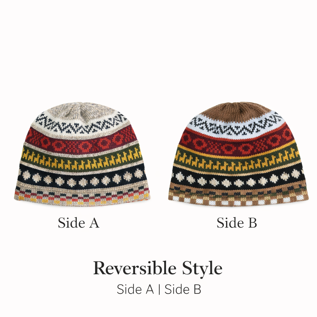 Baby Alpaca Reversible Knit Beanies – Peruvian Andean Winter Hats
