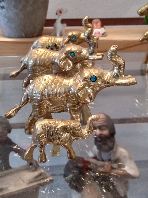 Brass elephant with baby